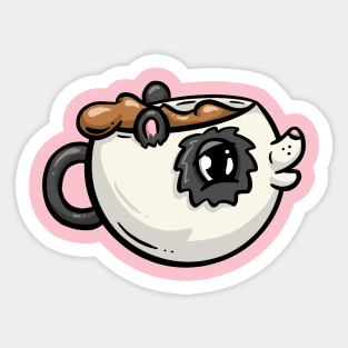 Panda Cute Coffee Cup Cartoon Illustration Sticker